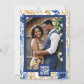 Rustic Barn Botanical Blue Leaves & Branches Frame Save The Date (Rückseite)