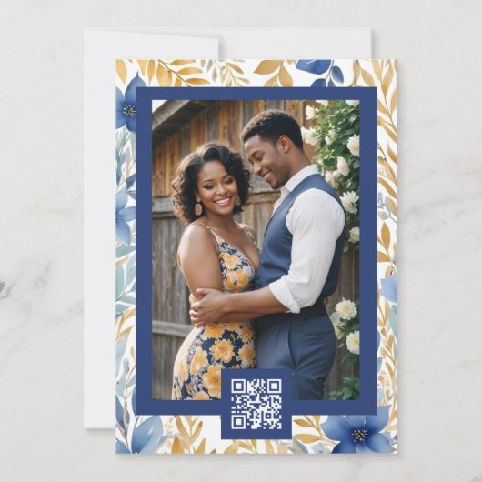 Rustic Barn Botanical Blue Leaves & Branches Frame Save The Date (Rückseite)