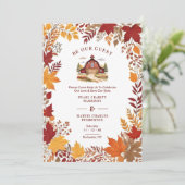 Rustic Barn Botanical Fall Leaves & Branches Frame Save The Date (Stehend Vorderseite)