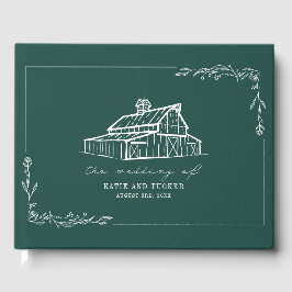 Rustic Barn Emerald Green Farm Wedding Guest Book Gästebuch