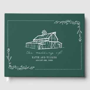 Rustic Barn Emerald Green Farm Wedding Guest Book Gästebuch