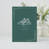 Rustic Barn Emerald Green Wedding RSVP Card Karte (Stehend Vorderseite)