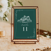 Rustic Barn Emerald Green Wedding Tischnummer