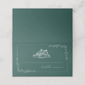 Rustic Barn Emerald Wedding Platzkarte (Außenseite Aufgefaltet)