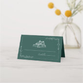 Rustic Barn Emerald Wedding Platzkarte (Vorderseite)