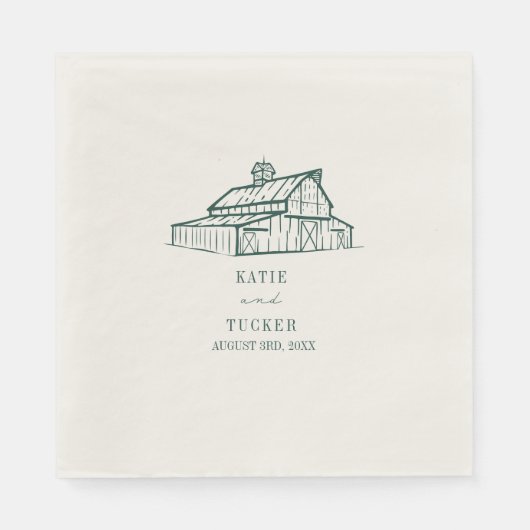 Rustic Barn Emerald Wedding Serviette (Vorderseite)