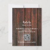 Rustic Barn Lace Wood QR Code String Light Wedding RSVP Karte (Rückseite)