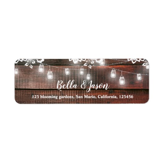 Rustic Barn Lace Wood String Light Wedding Address (Vorne)