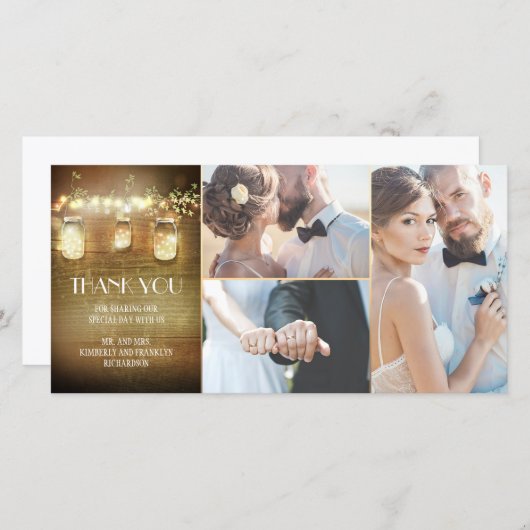 Rustic Barn Lights Mason Jar Wedding Vielen Dank Dankeskarte (Vorne/Hinten)