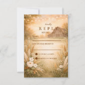 Rustic Barn Meadow String Lights Wedding RSVP Karte (Vorderseite)