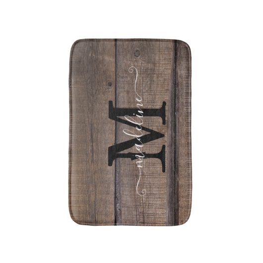 Rustic Barn Monogram Script Badematte (Vorderseite Vertikal)