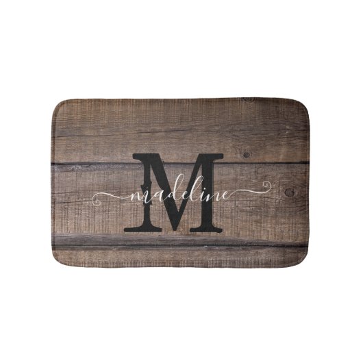 Rustic Barn Monogram Script Badematte (Vorderseite)