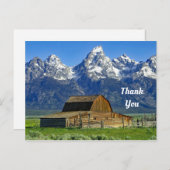 Rustic Barn Mountains Landschaft Foto Vielen Dank Postkarte (Vorne/Hinten)