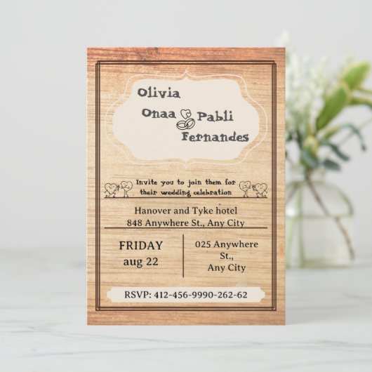 Rustic Barn Wedding Invitation Template Einladung (Stehend Vorderseite)