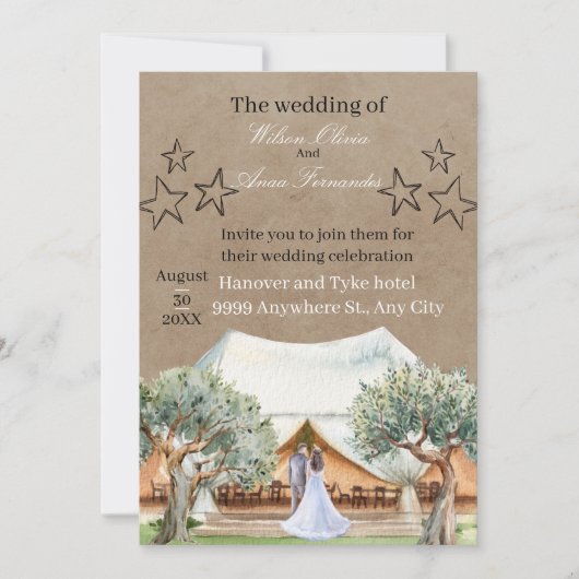 Rustic Barn Wedding Invitation Template | Watercol Einladung (Vorderseite)