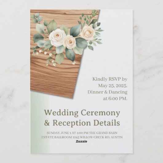 Rustic Barn Wedding Invitation with String Lights  Einladung (Rückseite)