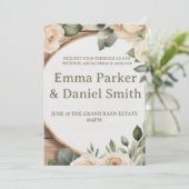 Rustic Barn Wedding Invitation with String Lights  Einladung (Stehend Vorderseite)