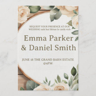 Rustic Barn Wedding Invitation with String Lights Einladung