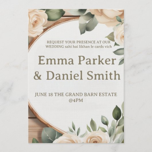 Rustic Barn Wedding Invitation with String Lights  Einladung (Vorderseite)