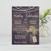 Rustic Barn Wedding String Lights Mason Jar Einladung (Stehend Vorderseite)