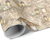 Rustic Barn Wedding Watercolor Florals & Lights Geschenkpapier (Rolleneckpunkt)