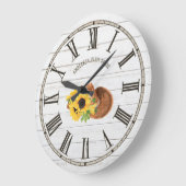 Rustic Barn White Wood Sunflowers Cowboy Hat Große Wanduhr (Winkel)