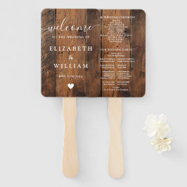 Rustic Barn Wood Boho Hochzeitsprogramm Fächer