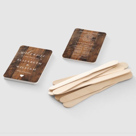 Rustic Barn Wood Boho Hochzeitsprogramm Fächer (Non-assembled)