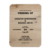 Rustic barn wood country wedding invitation magnet (Vertikal)