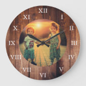 Rustic barn wood custom family foto große wanduhr (Vorderseite)