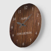 Rustic barn wood family name farmhouse große wanduhr (Winkel)