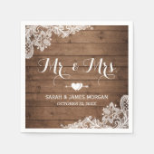 Rustic Barn Wood Lace Mr. und Mrs. Wedding Serviette (Vorderseite)