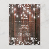 Rustic Barn Wood Lace String Lights Wedding Detail Begleitkarte (Vorderseite)