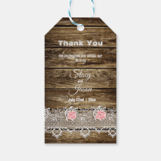 Rustic Barn Wood & Lace Vielen Dank Geschenkanhänger