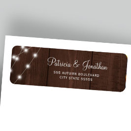 Rustic barn wood lights wedding return address