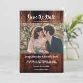 Rustic barn wood photo country save the date einladung (Stehend Vorderseite)