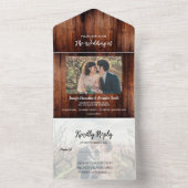 Rustic barn wood photo country Wedding All In One Einladung (Innen Boden)
