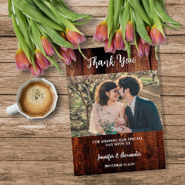 Rustic barn wood photo country wedding dankeskarte