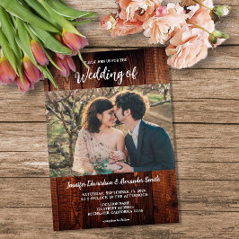 Rustic barn wood photo country wedding einladung