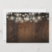 Rustic Barn Wood String Lights Photo Wedding Einladung (Rückseite)
