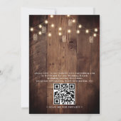 Rustic Barn Wood String Lights QR Code Wedding Einladung (Rückseite)