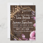Rustic Barn Wood String Lights Wedding Invitation  Einladung (Vorderseite)