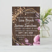 Rustic Barn Wood String Lights Wedding Invitation  Einladung (Stehend Vorderseite)