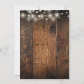 Rustic Barn Wood String Lights Wedding Reception Einladung (Rückseite)