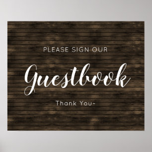 Rustic Barn Wood Wedbook Sign Poster