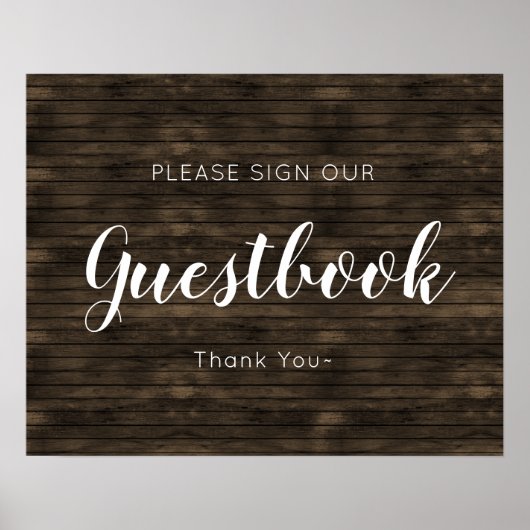 Rustic Barn Wood Wedbook Sign Poster (Vorne)