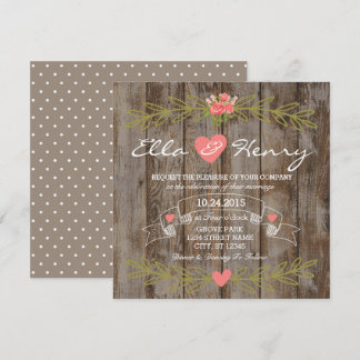 Rustic Barn Wood Wedding Invitation Einladung