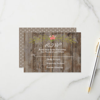 Rustic Barn Wood Wedding Response Card RSVP Karte