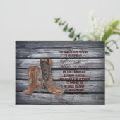 Rustic Barn Wood Western Cowboy Hochzeit Einladung (Stehend Vorderseite)