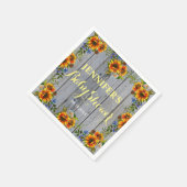 Rustic Barnwood Boho Sunflower Babydusche Napkins Serviette (Ecke)